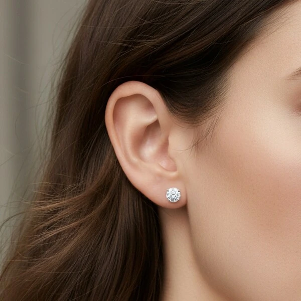 Brinco Solitário 6 MM Duda Ródio Branco