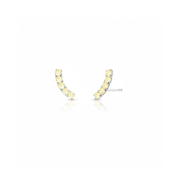 Brinco Ear Cuff Curvo Five Amarelo Ródio Branco