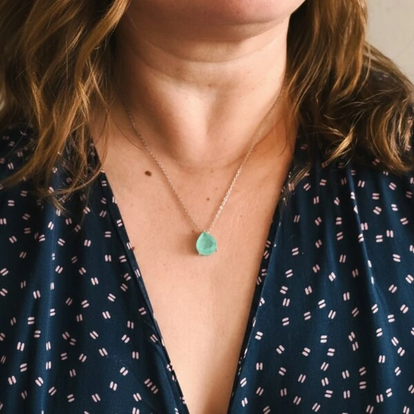 Colar Gota Turmalina Fusion Ródio Branco