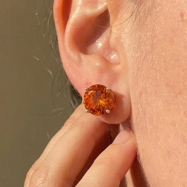 Brinco Solitário 12 MM Aperol Prata 925