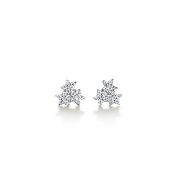 Brinco Trio de Flores de Moissanite | Prata 925 com Ródio | 1 cm