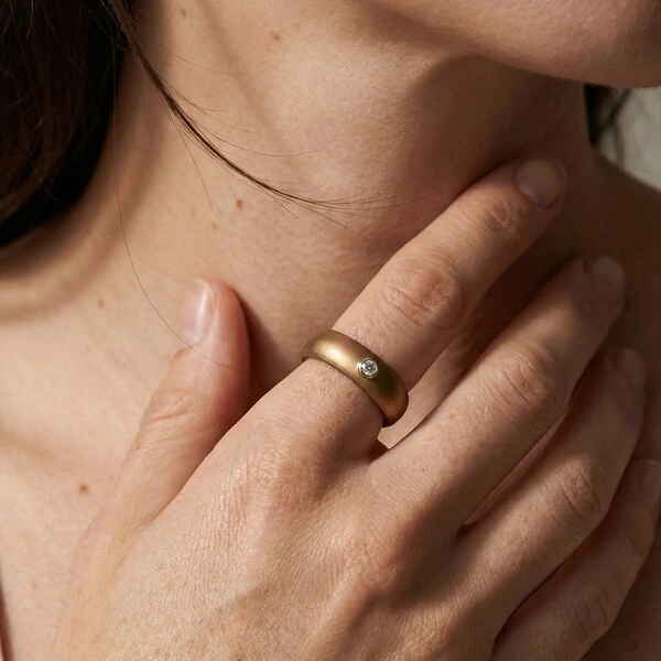 Anel Ajustável em Silicone Bronze com Moissanite 2mm Prata 925