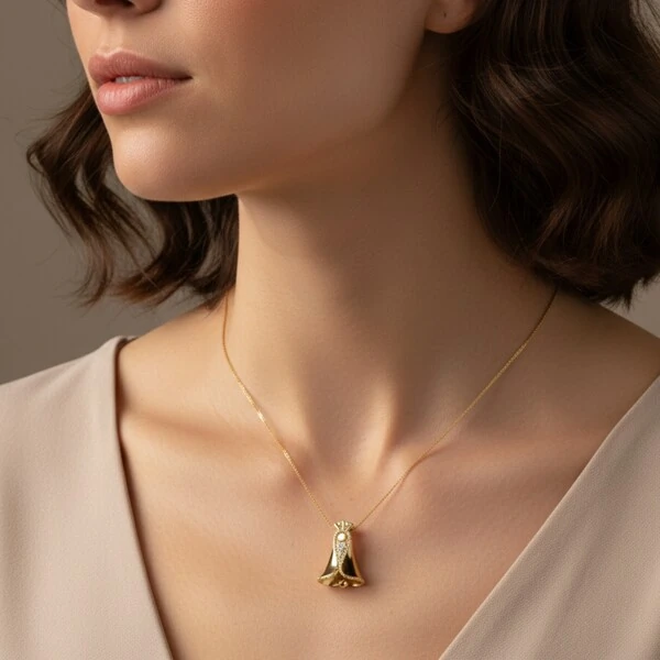 Colar Nossa Senhora Aparecida Dupla Face Banho de Ouro 18 K