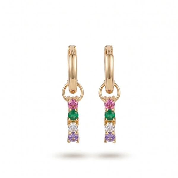 Brinco Argola Ear Bling Colors Banho de Ouro 18k