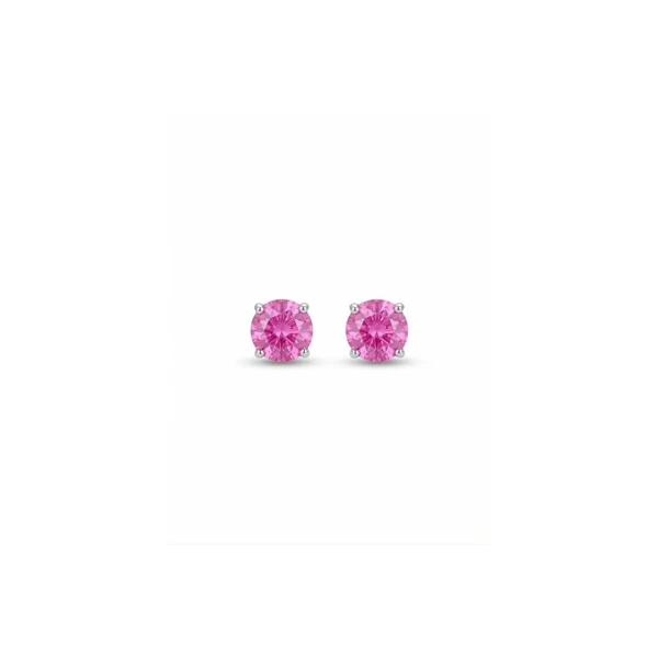 Brinco Solitário 4 MM Turmalina Pink Prata 925