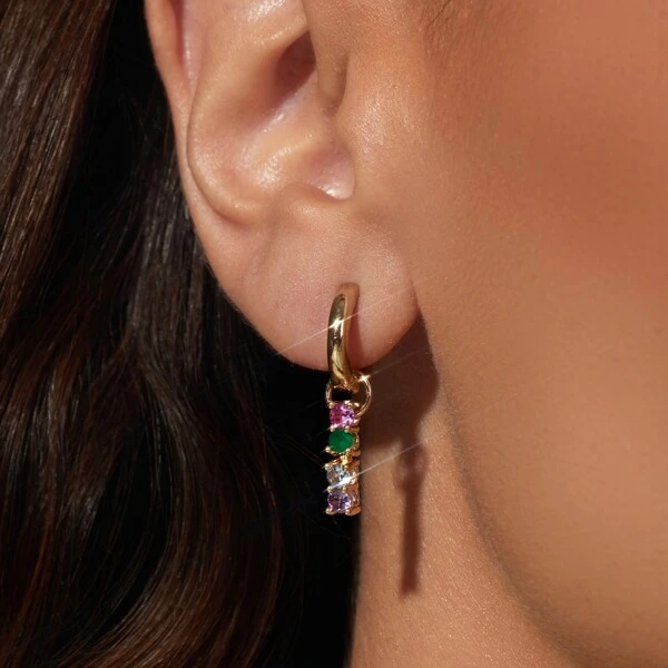 Brinco Argola Ear Bling Colors Banho de Ouro 18k