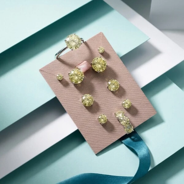 Brinco Solitário 4 MM Yellow Fancy Prata 925