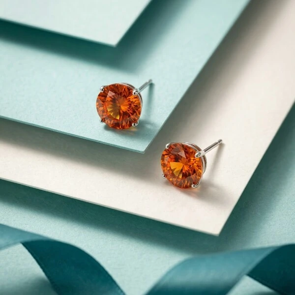 Brinco Solitário 12 MM Aperol Prata 925