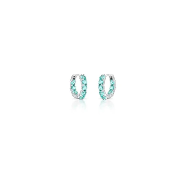 Argola 15 MM Turmalina Paraíba Ródio Branco
