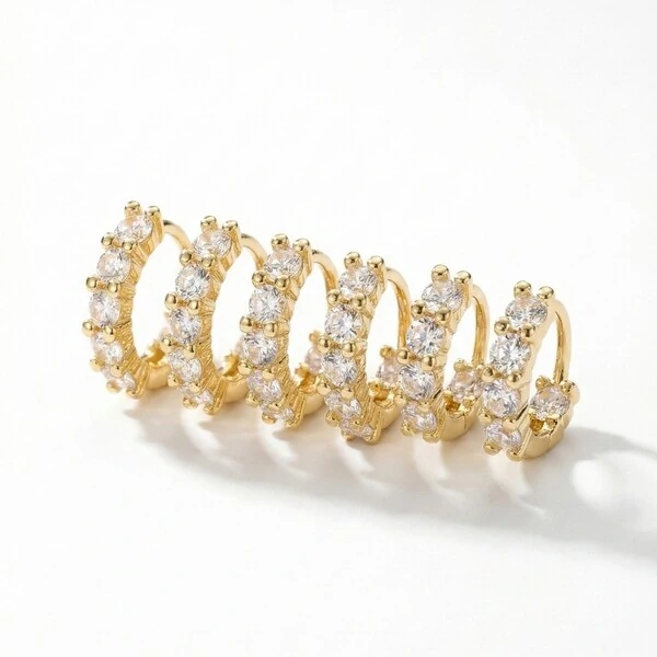 Trio de Argolas Zircônias Banho de Ouro 18 K