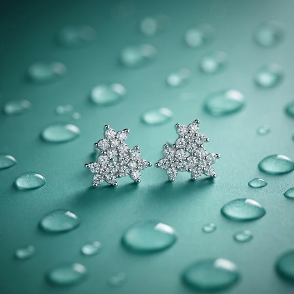 Brinco Trio de Flores de Moissanite | Prata 925 com Ródio | 1 cm