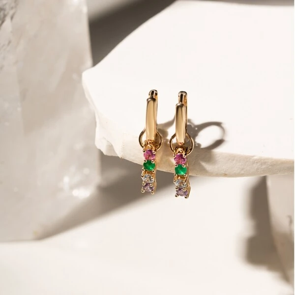 Brinco Argola Ear Bling Colors Banho de Ouro 18k