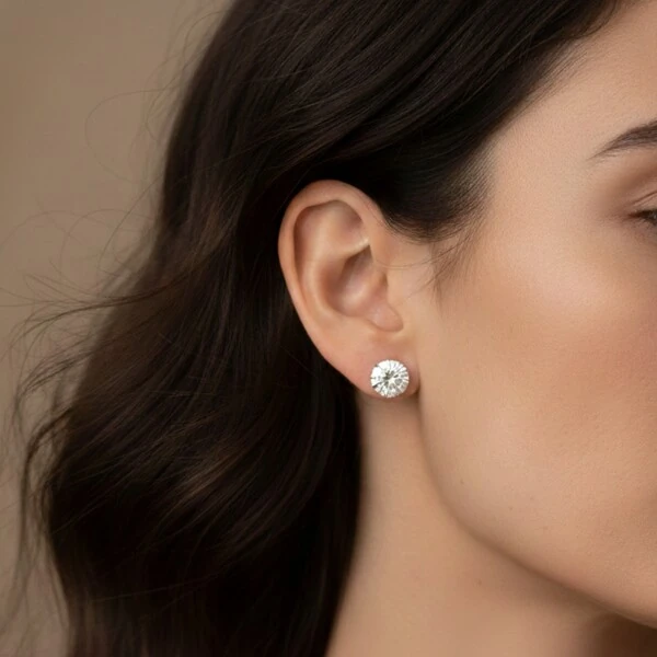 Brinco Ponto de Luz Moissanite 10 MM Prata 925