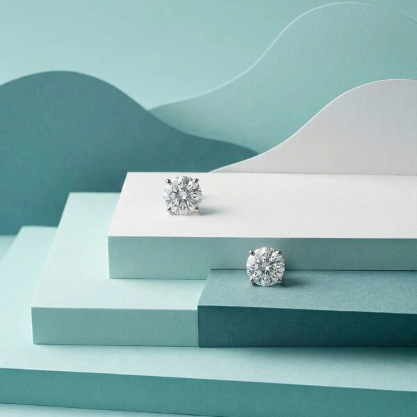 Brinco Solitário Moissanite Rosa dos Ventos 6,5 mm Prata 925