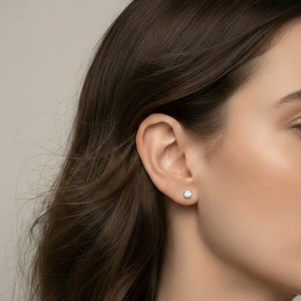 Brinco Ponto de Luz Moissanite 3 MM Prata 925