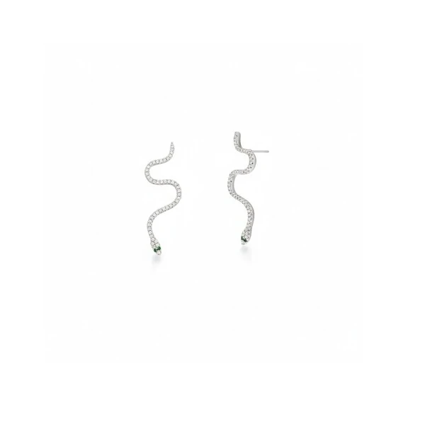Brinco Ear Cuff Snake Ródio Branco