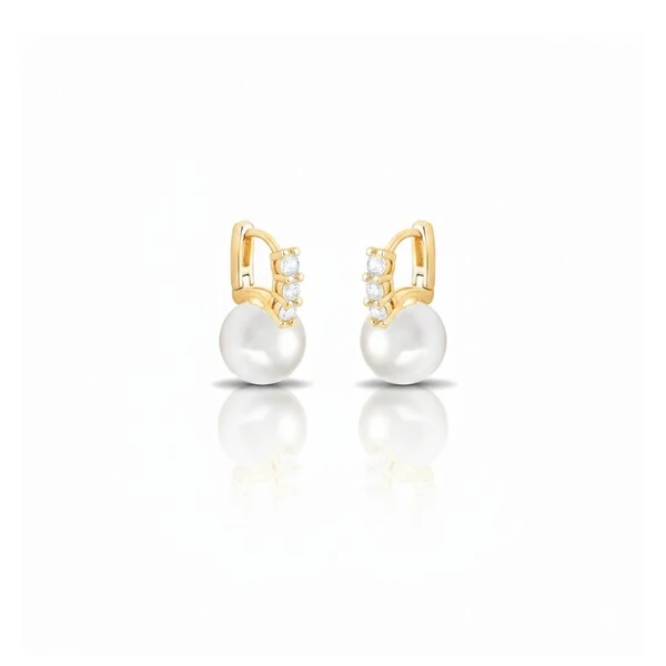 Argola Kelly Pérola Shell Banho de Ouro 18 K