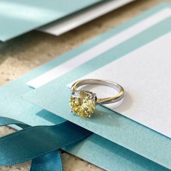 Anel Solitário 10 MM Yellow Fancy Prata 925