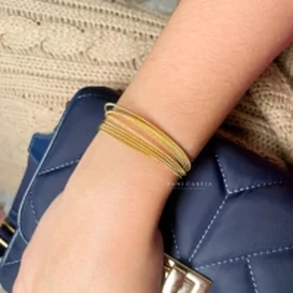Pulseira Corda de Violão Banho de Ouro 18 K