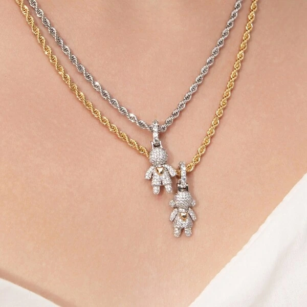 Pingente Menina Cravejada Coração Dourado Prata 925