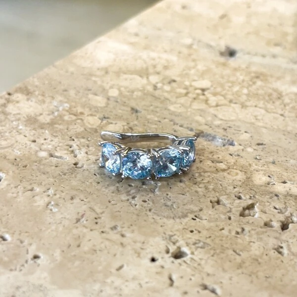 Falso Piercing Água Marinha Prata 925