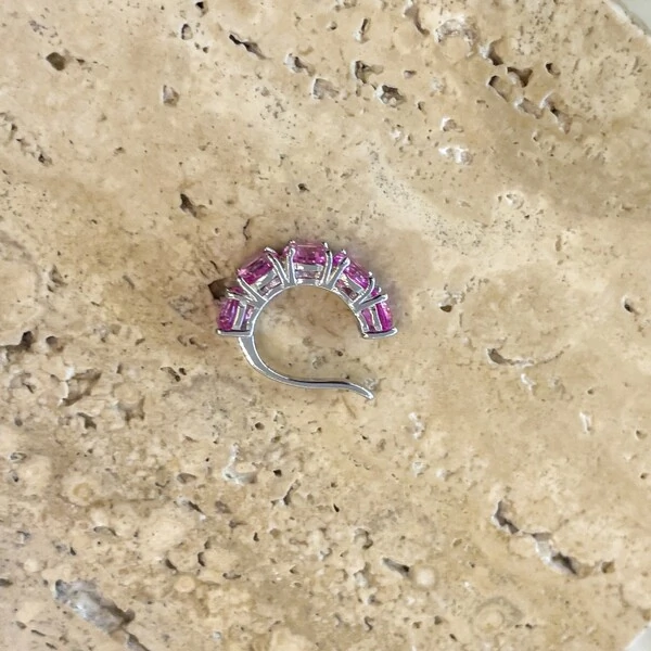 Falso Piercing Turmalina Pink Prata 925