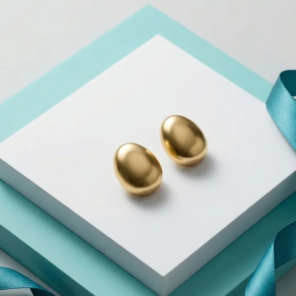 Brinco Orgânico Botton Fosco Acetinado | Banho de Ouro 18k | 2,3x1,5cm