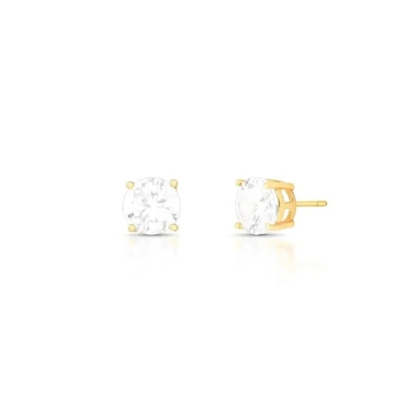 Brinco Solitário 10 MM Duda Banho de Ouro 18 K
