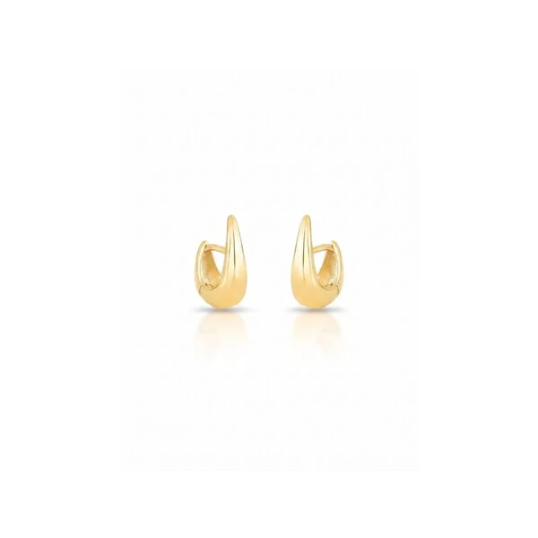 Brinco Argola Gota Lisa Abaulada | Fecho Anzol | Banho de Ouro 18k | 1,6x1,2cm