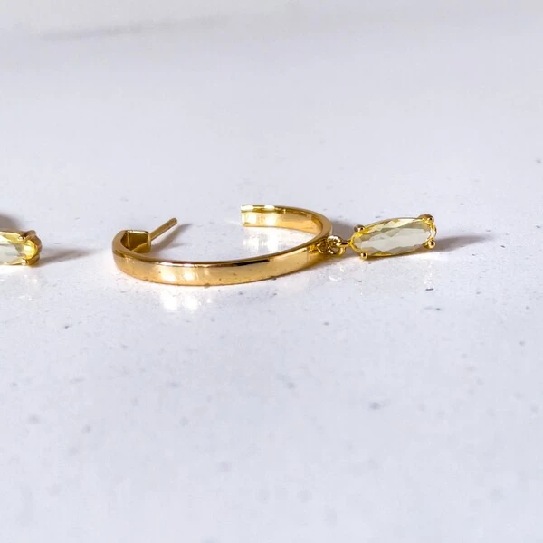 Argola Navete M Amarelo Banho de Ouro 18 K