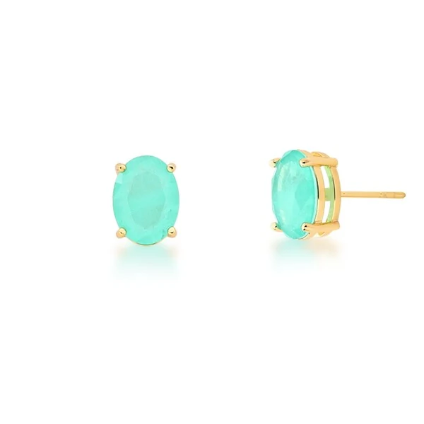 Brinco Oval Turmalina Fusion Banho de Ouro 18 K