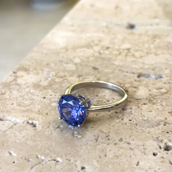 Anel Solitário 10 MM Tanzanita Prata 925