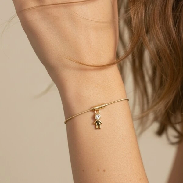 Pulseira Corda de Violão Menino Banho de Ouro 18 K