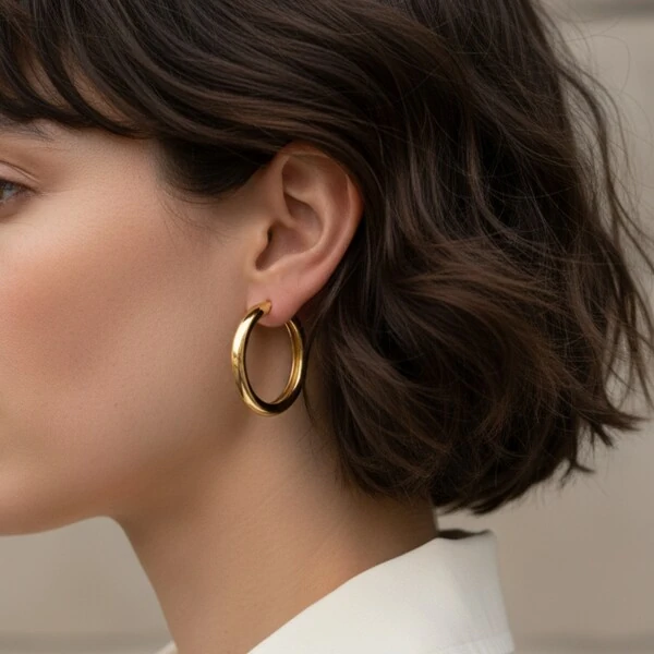 Argola Tubo Lisa G Banho de Ouro 18 K