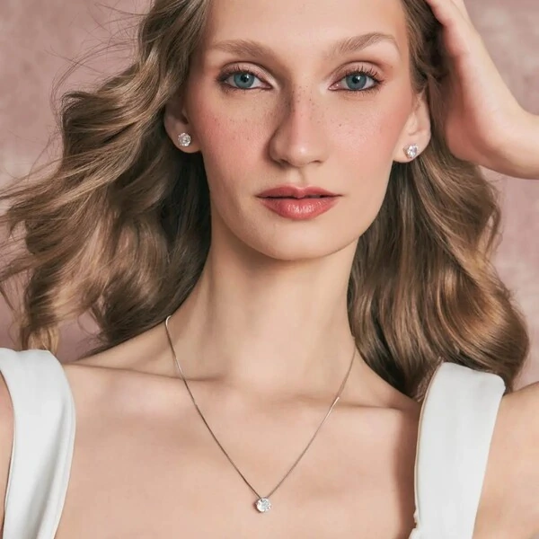 Conjunto Ponto de Luz 8 MM Duda Ródio Branco