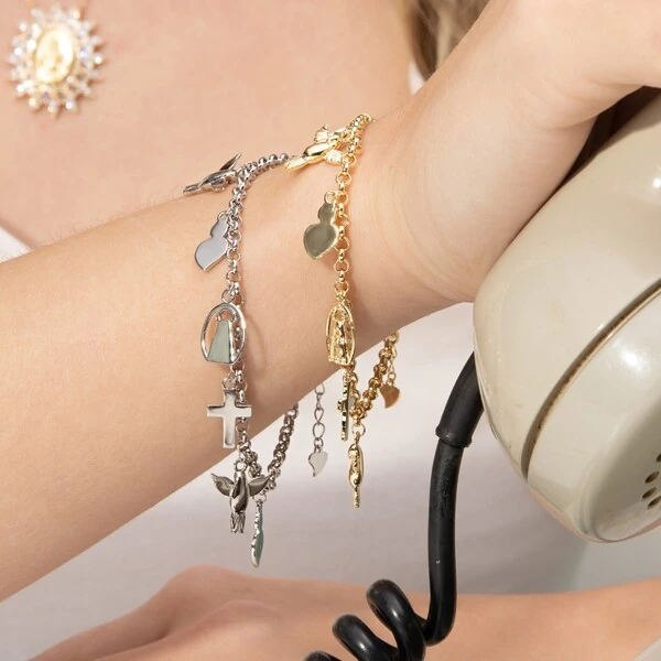 Pulseira Espírito Santo, São Bento e Nossa Senhora Prata 925