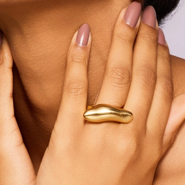 Anel Fosco Wave Duna Banho de Ouro 18 K