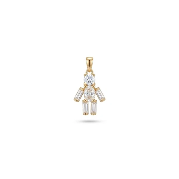 Pingente Menino Zircônia Baguete | Banho de Ouro 18k | 2,1x1,1cm