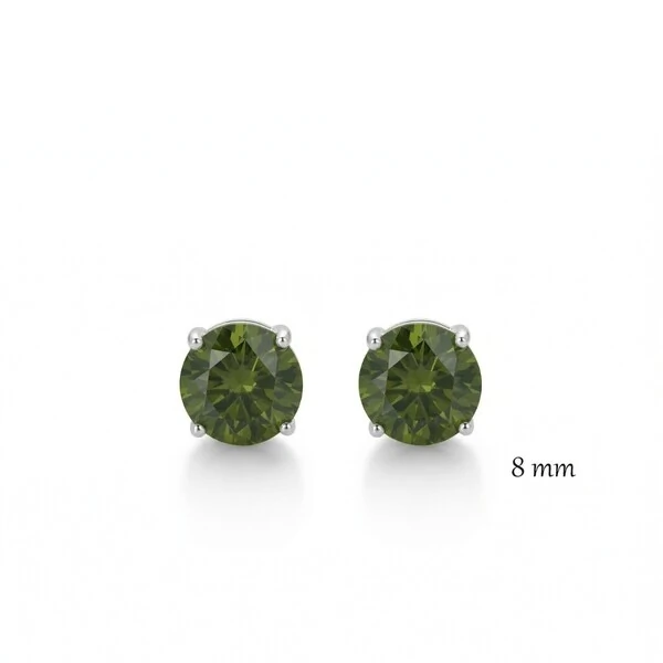 Brinco Solitário 8 MM Peridoto Prata 925