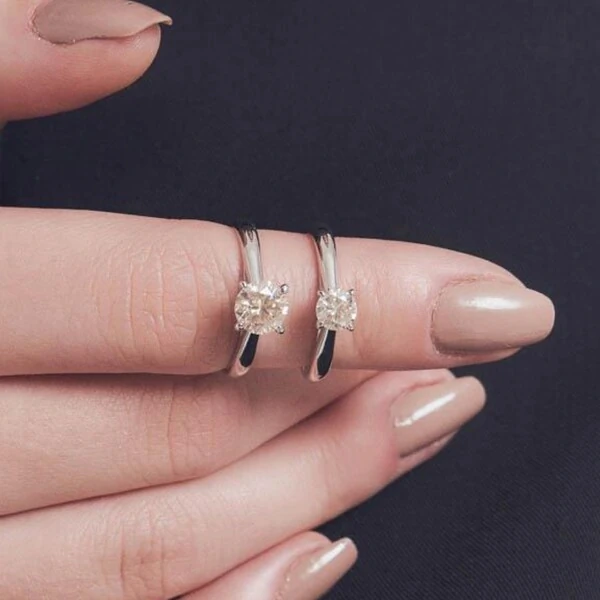 Anel Solitário Moissanite 6,5 MM Prata 925