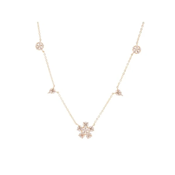 Colar Flor de Zircônias Banho de Ouro 18K