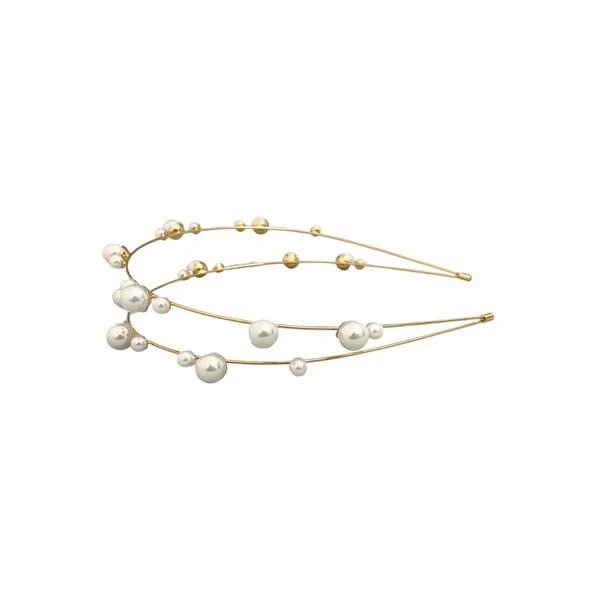 Tiara Dupla Pérolas Dourada