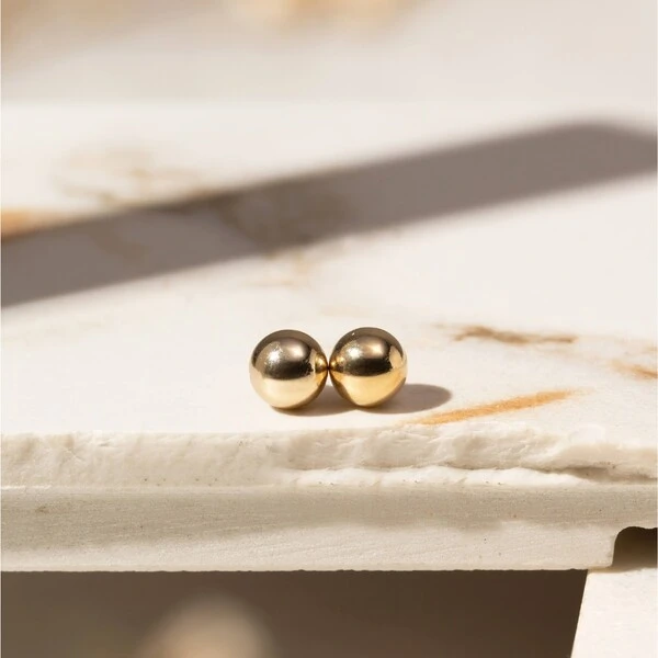 Kit com 3 Pares de Brincos Bolinhas Lisas 4mm 6mm 8mm Banho de Ouro 18k