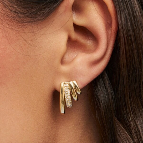 Brinco Ear Cuff Quatro Voltas Banho de Ouro 18 K