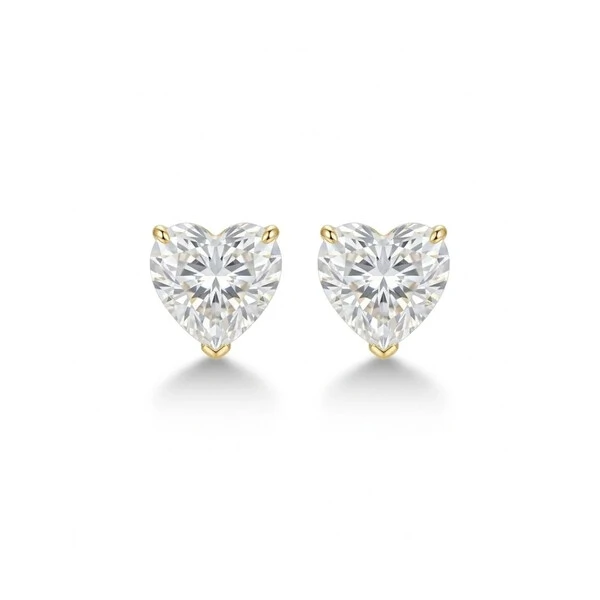 Brinco Heart 10 mm Prata com Banho de Ouro 18k | 8ct | Certificado GRA
