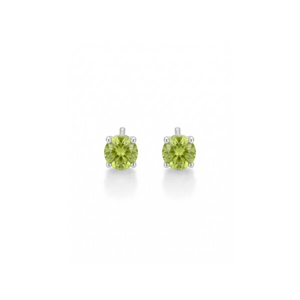 Brinco Solitário 4 MM Apple Green Prata 925