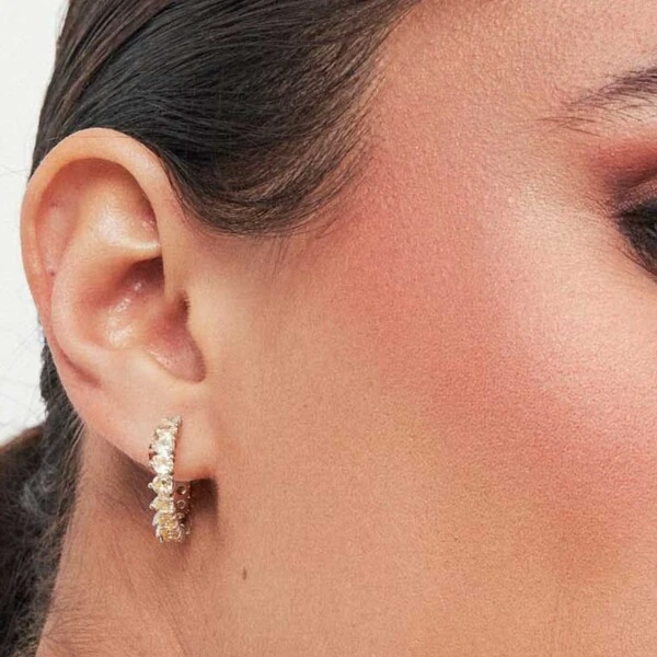 Argola Riviera Amarelo Banho de Ródio Branco