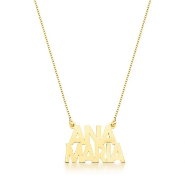 Gargantilha Personalizada Nome com até 16 Letras Banho de Ouro 18 K - Modelo 2