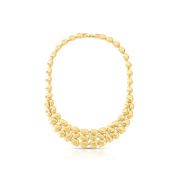 Colar Brisa Orgânico Fosco Banho de Ouro 18 K