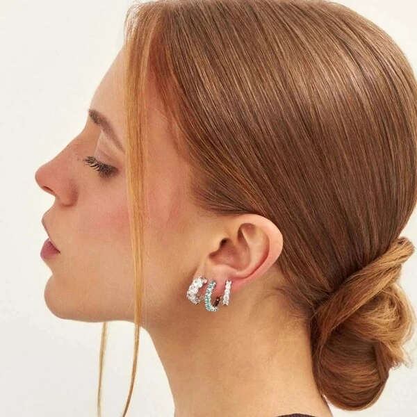 Argola 15 MM Zircônias Ródio Branco